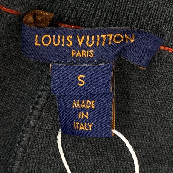 IM0258 Louis Vuitton Dark Blue Pocket Logo Jacquard Wool Lace-Tie Casual Sports - Picture 5 of 7
